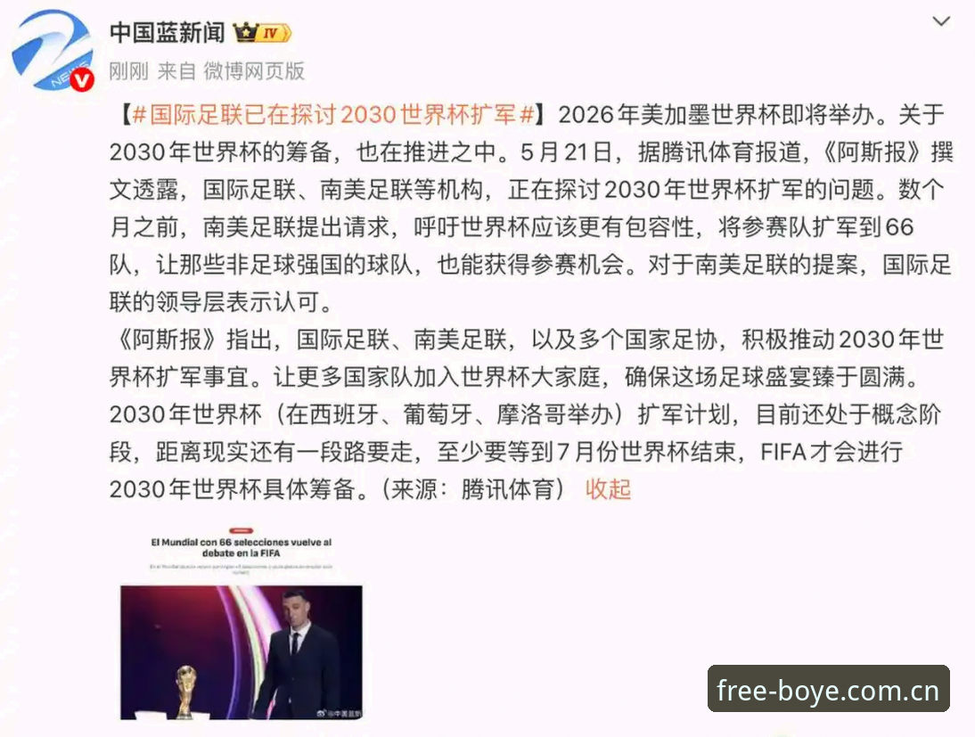 博业体育APP下载 世界杯66队扩军vs历史变革:中国男足能否搭上2030年快车?